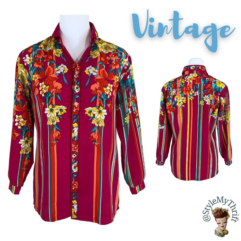 Vtg 90s Bold Shirt Supermodel BarbieCore Rockabilly Punk Girlie Western Retro 60